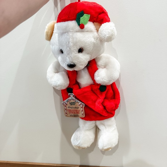 NWT Rennoc Santa's Best 20" Plush White Bear Hang'n Stuff Christmas Stocking - Picture 5 of 6